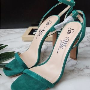 So Me Green Strap Barely There Heels